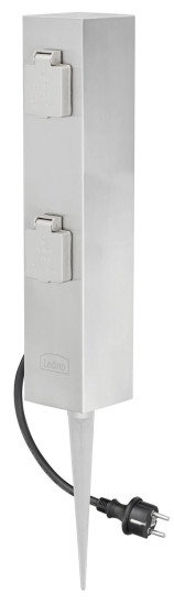 Ledino Steckdosensäule 4er mit Erdspieß Connect S4, Edelstahl Außen