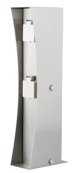 Ledino Steckdosensäule 2er Connect D2, Edelstahl Außen Design Stromsäule