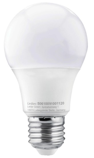 Ledarc LED-Lampe E27 matt A60 230V 9W 820lm 3000K warmweiss