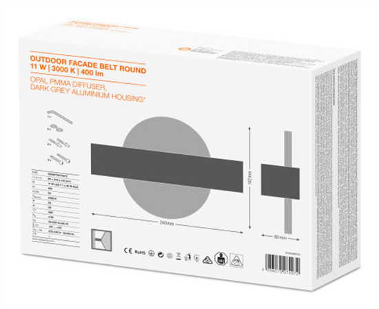 Ledvance Outdoor Facade Belt 11W 3000K IP54 LED Außenwandleuchte rund schwarz 4058075074972