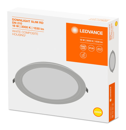 Ledvance Downlight Slim Rund 210 18W 3000K LED Einbauleuchte