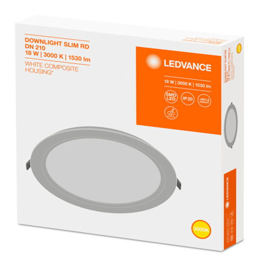 Ledvance Downlight Slim Rund 210 18W 3000K LED Einbauleuchte 4058075079090