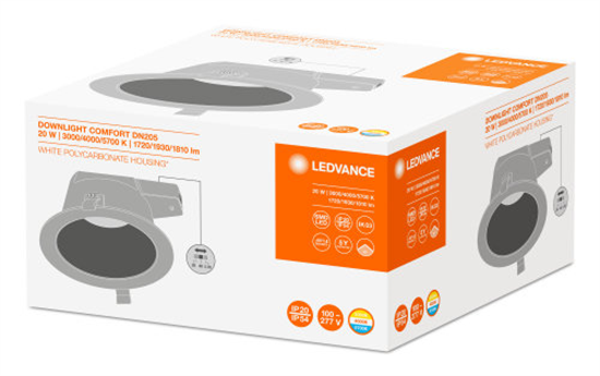 Ledvance Downlight Comfort 205 20W 3CCT 3xLichtfarben Ip54Wt 4058075104105