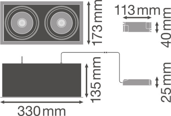 Ledvance Spot Multi 2X30w Warmweiss Fl/Bk LED Einbauleuchte 4058075113961