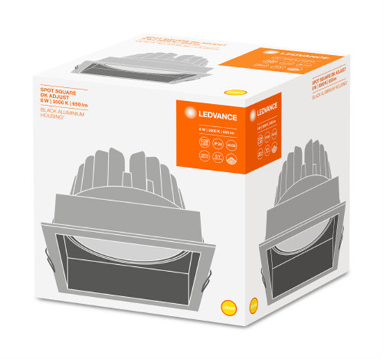 Ledvance SPOT Eckig DARKLIGHT ADJUST 8W 3000K schwarz LED Einbauleuchte 4058075114067