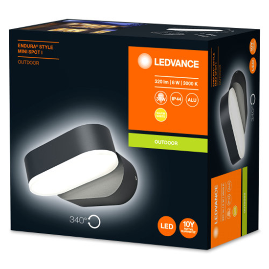 Ledvance Endura Style Mini Spot I 8W LED Garten-Wandleuchte IP44 schwarz