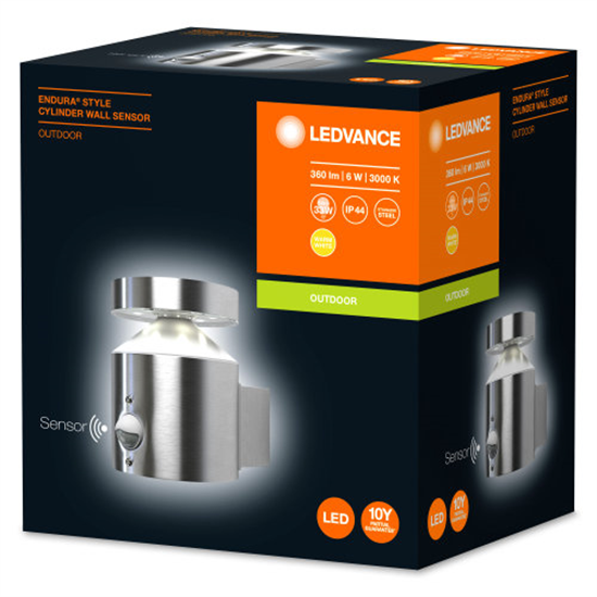 Ledvance Endura Style Cylinder Wall Sensor 6W Edelstahl LED Wandleuchte