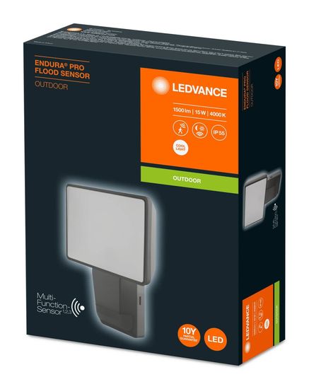 LEDVANCE LED Endura Pro Flood Sensor LED Fluter Dunkelgrau 15W 1500Lm 4000K IP55 4058075228801