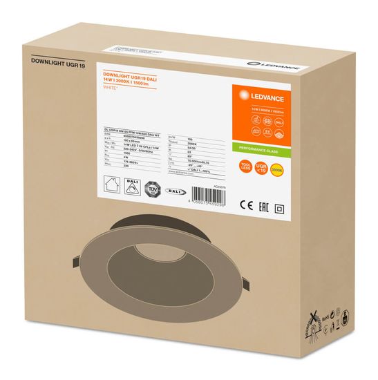 LEDVANCE Downlight UGR19 DALI 14W 3000K IP54 4058075459298