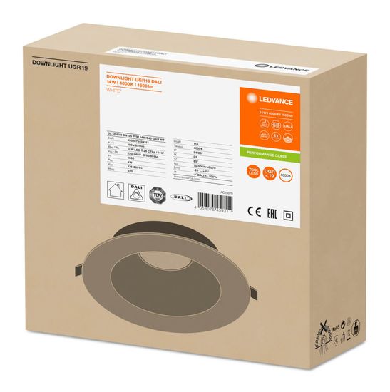 LEDVANCE Downlight UGR19 DALI 14W 4000K IP54 4058075459311
