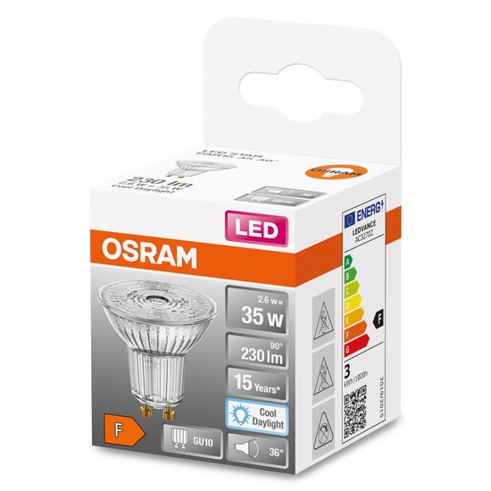 OSRAM LED Strahler PAR16 STAR GU10 RG1 2,6W 230Lm tageslichtweiss 6500K 36° wie 35W