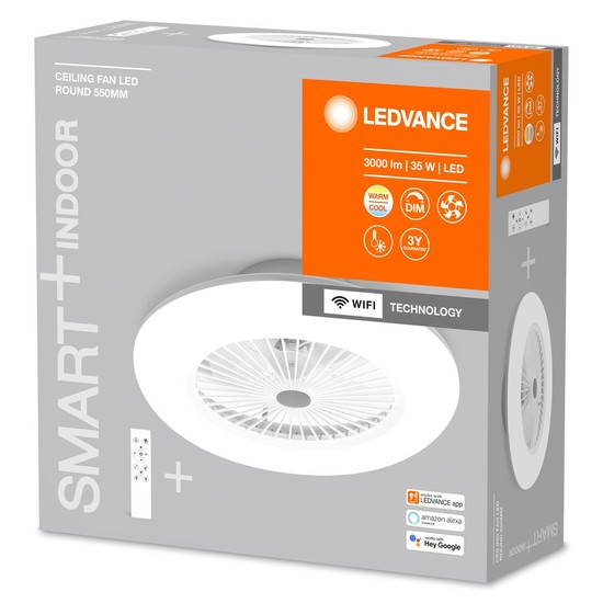 LEDVANCE SMART+ CEILING FAN LED Deckenleuchte mit Ventilator Round 74W Tunable White dimmbar + Fernbedienung 4058075572553