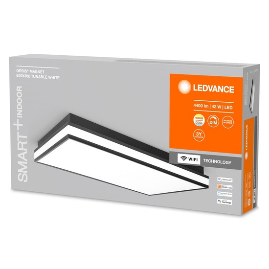 LEDVANCE SMART+ Orbis Magnet LED Deckenleuchte, Wandleuchte 60x30cm 42W Tunable White schwarz 4058075572775