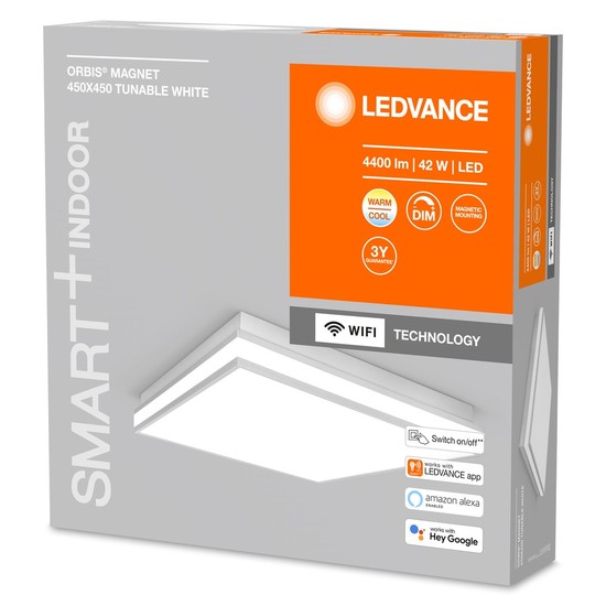 LEDVANCE SMART+ Orbis Magnet LED Deckenleuchte, Wandleuchte 45x45cm 42W Tunable White grau