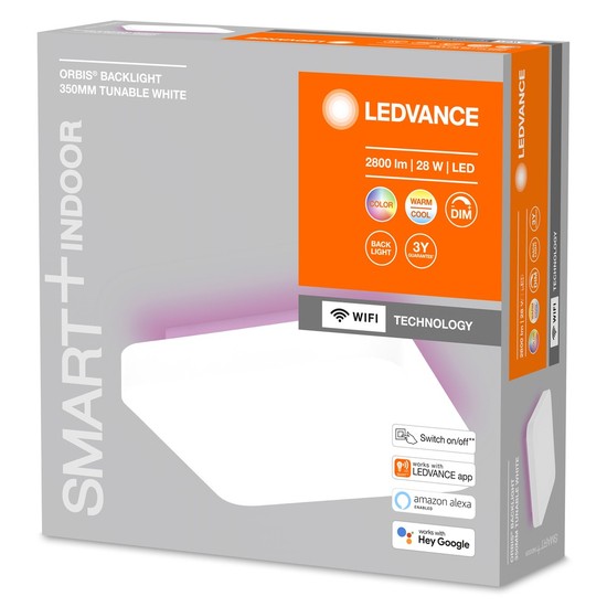 LEDVANCE SMART+ Orbis LED Square Wandleuchte, Deckenleuchte 35cm 28W Tunable White Backlight