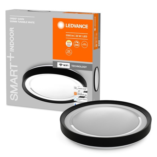 LEDVANCE SMART+ Orbis Gavin LED smarte Deckenlampe 50cm 30W Tunable White dimmbar schwarz