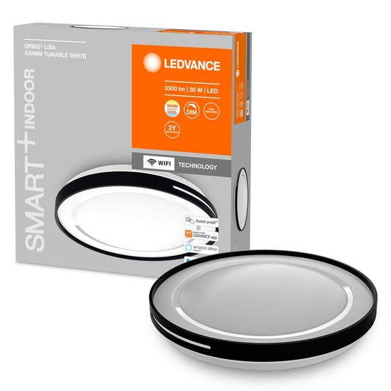 LEDVANCE SMART+ Orbis Lisa LED Deckenleuchte 50cm 30W Tunable White dimmbar schwarz