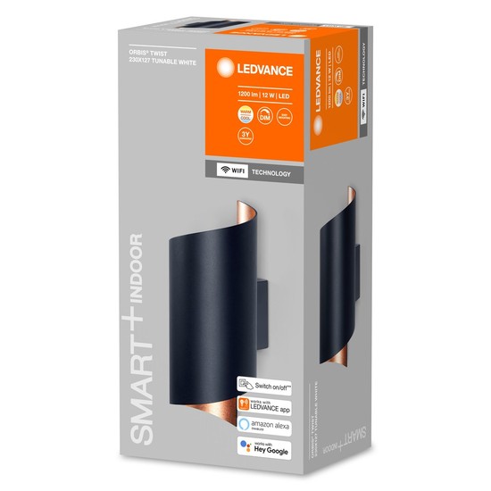 LEDVANCE SMART+ Orbis Twist LED Wandleuchte 23x13cm 12W Tunable White schwarz 4058075574090