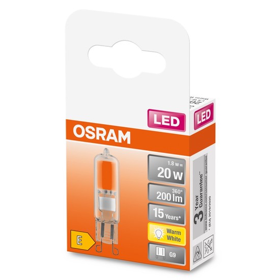 OSRAM LED Lampe STAR PIN Stecksockellampe G9 GU9 1,8W 200Lm warmweiss 2700K wie 20W