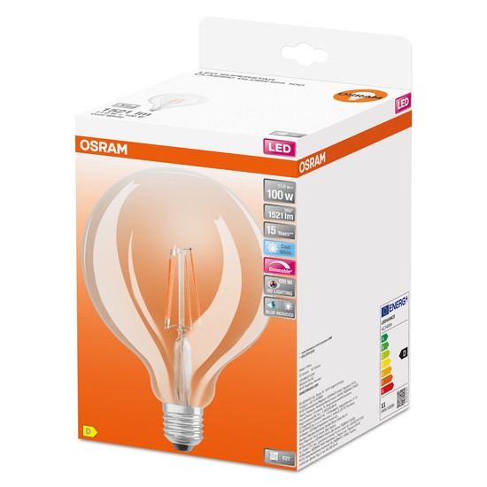 OSRAM LED Globe Lampe Superstar Plus G120 E27 Filament 11W 1521lm neutralweiss 4000K dimmbar 90Ra wie 100W