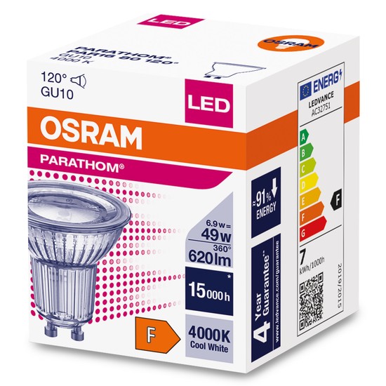 OSRAM LED Spot Strahler Parathom GU10 6,9W 620lm neutralweiss 4000K 120° wie 49W