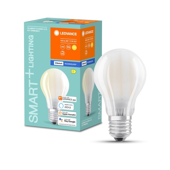 LEDVANCE SMART+ LED Lampe E27 Filament Bluetooth 7,5W 1055Lm warmweiss 2700K dimmbar wie 75W