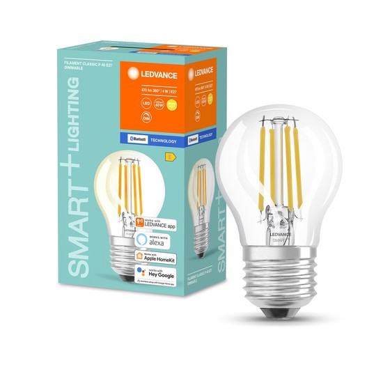 LEDVANCE SMART+ LED Lampe E27 Filament Bluetooth 4W 470Lm warmweiss 2700K dimmbar wie 40W