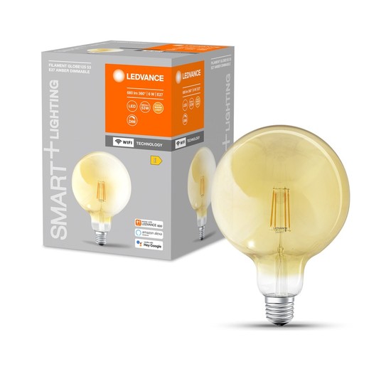LEDVANCE SMART+ LED Globe Lampe G95 E27 Filament 6W 680Lm warmweiss 2400K dimmbar wie 53W