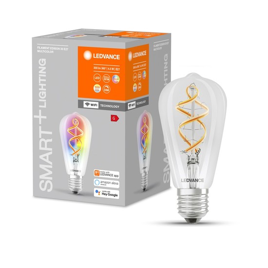 LEDVANCE SMART+ LED Lampe ST64 E27 Filament 4,5W 300Lm warmweiss 2700K dimmbar wie 30W