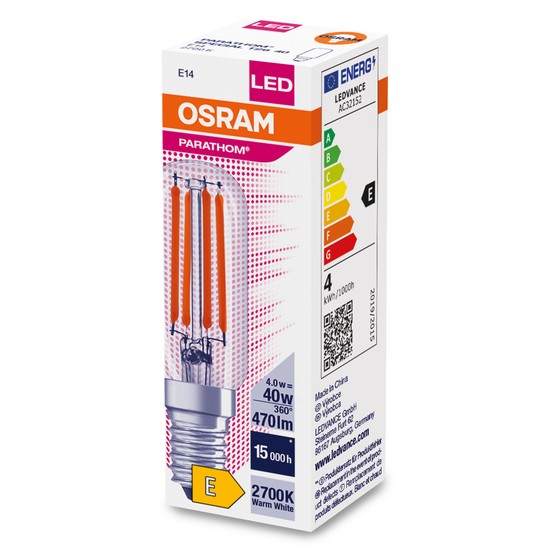 OSRAM LED Lampe T-Form Parathom Special T26 E14 4W 470lm warmweiss 2700K wie 40W