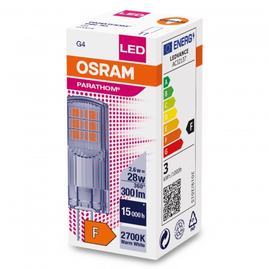 OSRAM LED Lampe Parathom PIN 12V 30 2.6W G4 klar warmweiss 4058075622449 wie 28W