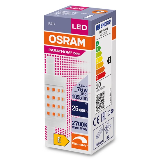 OSRAM LED Stablampe Parathom 78mm R7s 9,5W 1055lm warmweiss 2700K dimmbar wie 75W