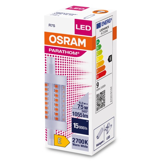 OSRAM LED Stablampe Parathom 78mm R7s 8,2W 1055lm warmweiss 2700K wie 75W
