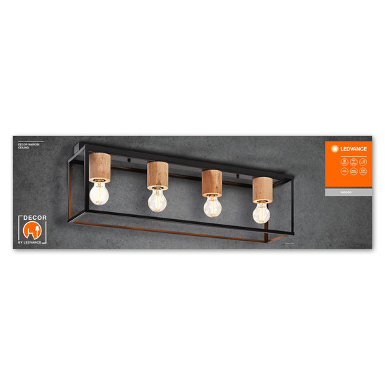 LEDVANCE Deckenleuchte Decor Nairobi Ceiling 4 x E27 4058075759022