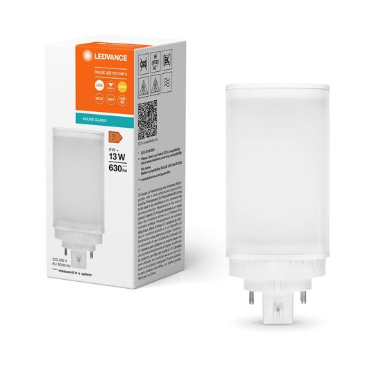 LEDVANCE DULUX LED HF EVG & AC MAINS 230V-direkt 6W 830 GX24Q-1 GX24q-1 630lm 3000K warmweiss wie 13W 4058075822214