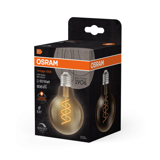 OSRAM LED Lampe Vintage 1906 CLASSIC Globe 8W 922 Gold E27 Dimmbar Warmweiss 4058075836846