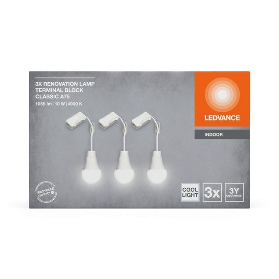 3er Pack LEDVANCE LED LED Leuchte RENOVATION LAMPS WITH TERMINAL BLOCK Terminal Block 10W 840 Triple Pack Neutralweiss 4058075845947