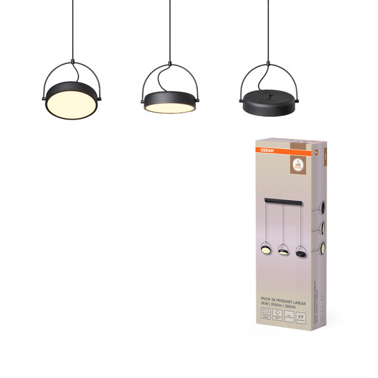 OSRAM LED Pendelleuchte Decor Puck 3XPendant LN 36W 930 Black 4058075846562