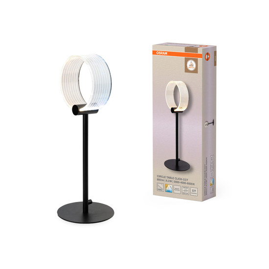OSRAM LED Tischleuchte Decor Circle Table 8.3W CLICKCCT Black Warm weiß,Kalt weiß,Kaltes Tageslicht 4058075847347