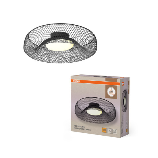 OSRAM LED Deckenleuchte Decor Mesh Ceiling 18.5W 830 Black Warm weiß 4058075847385