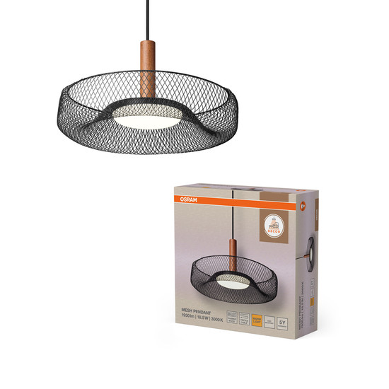 OSRAM LED Pendelleuchte Decor Mesh Pendant 18.5W 830 Black Warm weiß 4058075847422