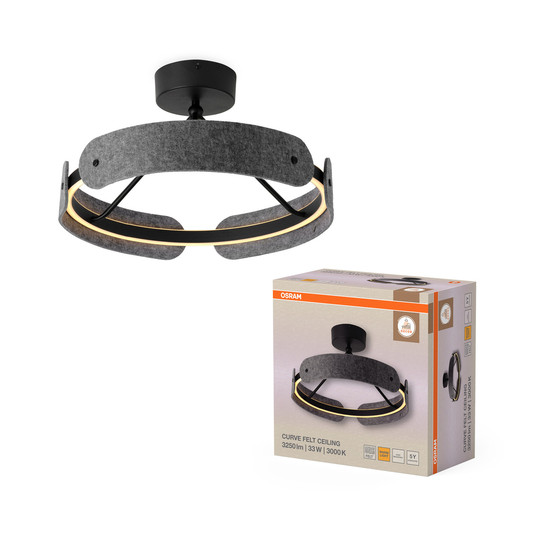 OSRAM LED Deckenleuchte Decor Curve Felt Ceiling 33W 830 Dark Grey Warm weiß 4058075847583