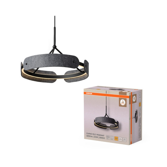 OSRAM LED Pendelleuchte Decor Curve Felt Pendant 33W 830 Dark Grey Warm weiß 4058075847606