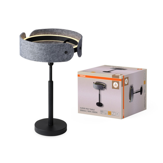 OSRAM LED Tischleuchte Decor Curve Felt Table 19W 830 Dark Grey Warm weiß 4058075847620