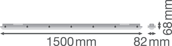 LEDVANCE LED Feuchtraumleuchte Damp Proof Notlicht 150x8cm 46W 6400lm Tageslichtweiss 6500K IP65 4058075851023