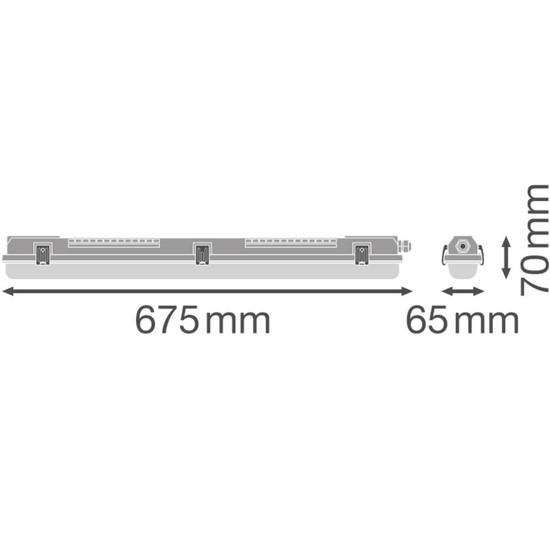 LEDVANCE Feuchtraumleuchte G13 Damp Proof Housing 1fach 68x7cm IP65 4099854117893