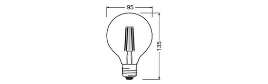 LEDVANCE LED Lampe E27 Classic Globe Filament S G95 3.8W 806lm Warmweiss 2700K wie 60W höchste Effizienzklasse A 4099854236990