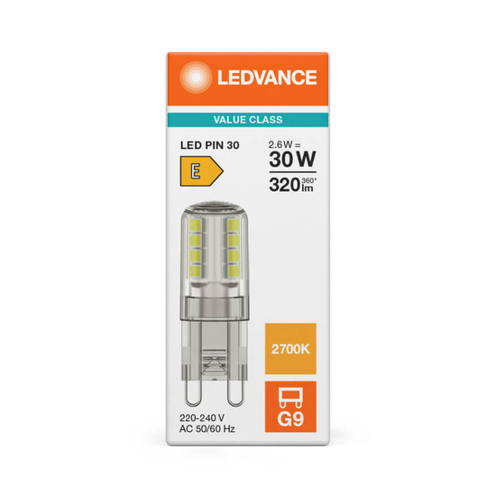 LEDVANCE LED Lampe G9 Pin 300° P 2.6W 320lm Warmweiss 2700K wie 30W 4099854248931