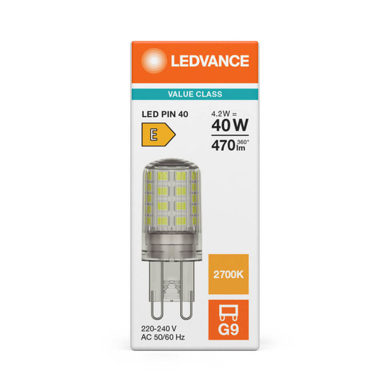 LEDVANCE LED Lampe G9 Pin 300° P 4.2W 470lm Warmweiss 2700K wie 40W 4099854248962