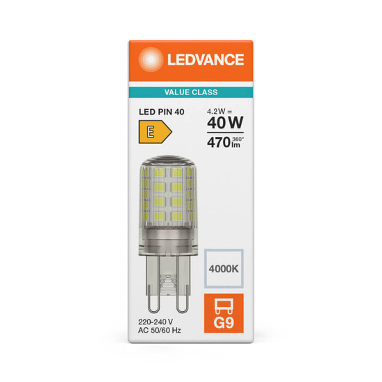 LEDVANCE LED Lampe G9 Pin 300° P 4.2W 470lm Neutralweiss 4000K wie 40W 4099854248993